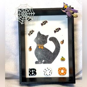 Halloween cat jewlery art frame 5.5x7.5x1.5